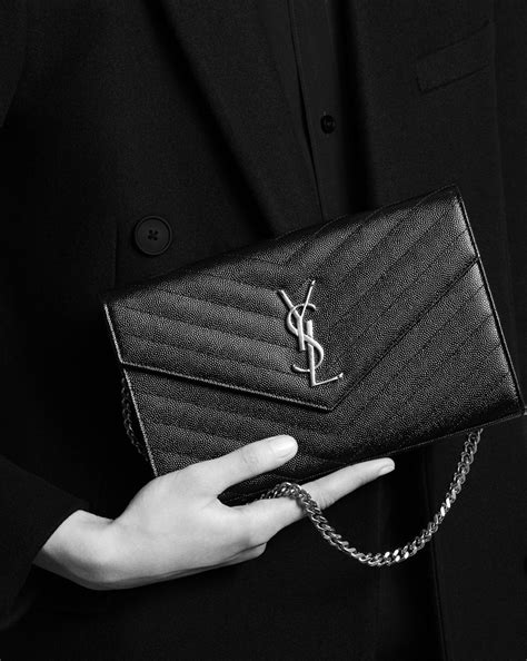 saint laurent monogram ysl wallet on a chain black|ysl wallet on chain sale.